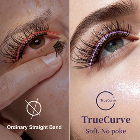 GlowVane TrueCurve Lash Clusters side view showing curved band