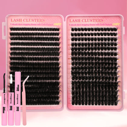 Gmagictobo Cluster Eyelash Extensions Kit front view with 544Pcs