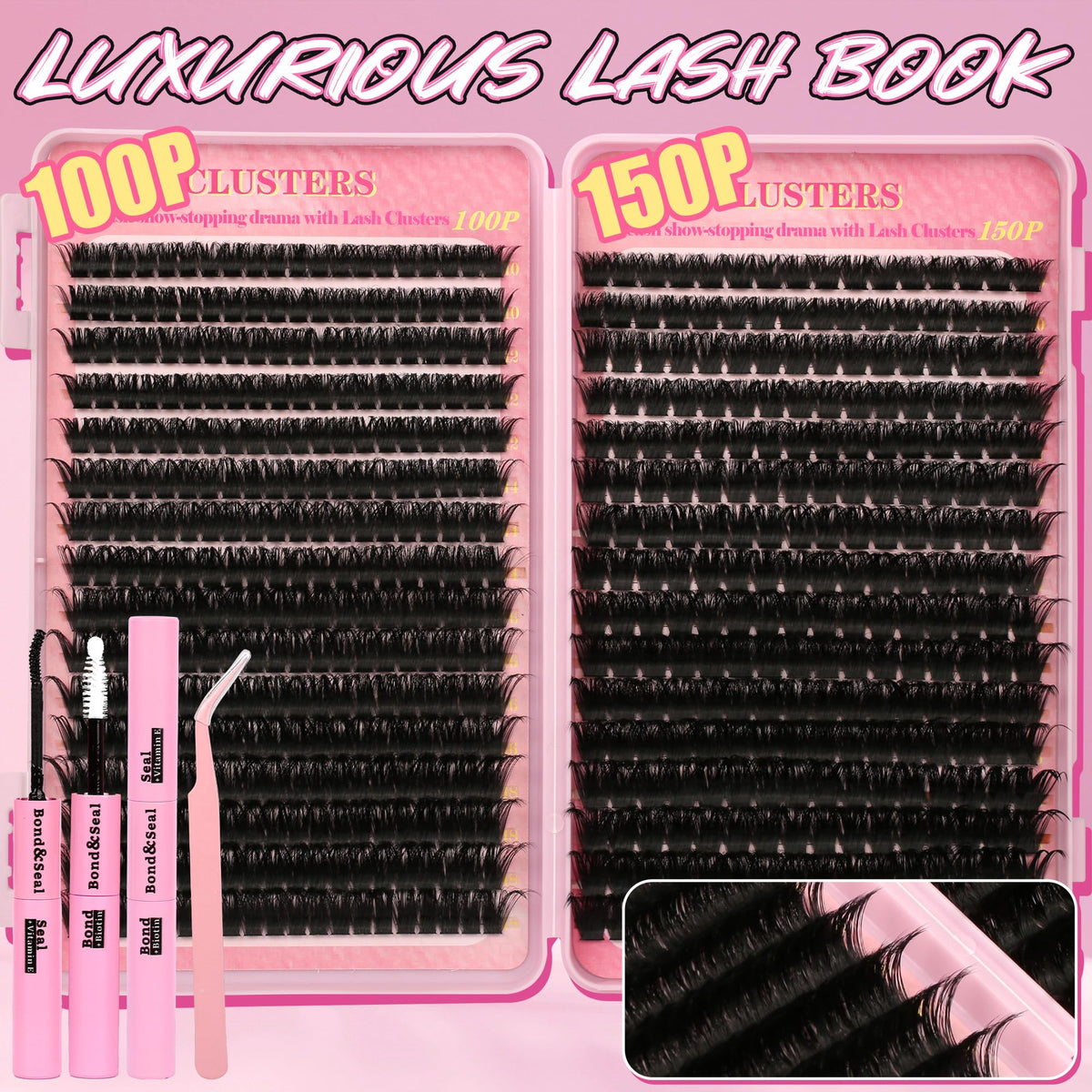 Gmagictobo Lash Clusters Kit contents laid out on a flat surface