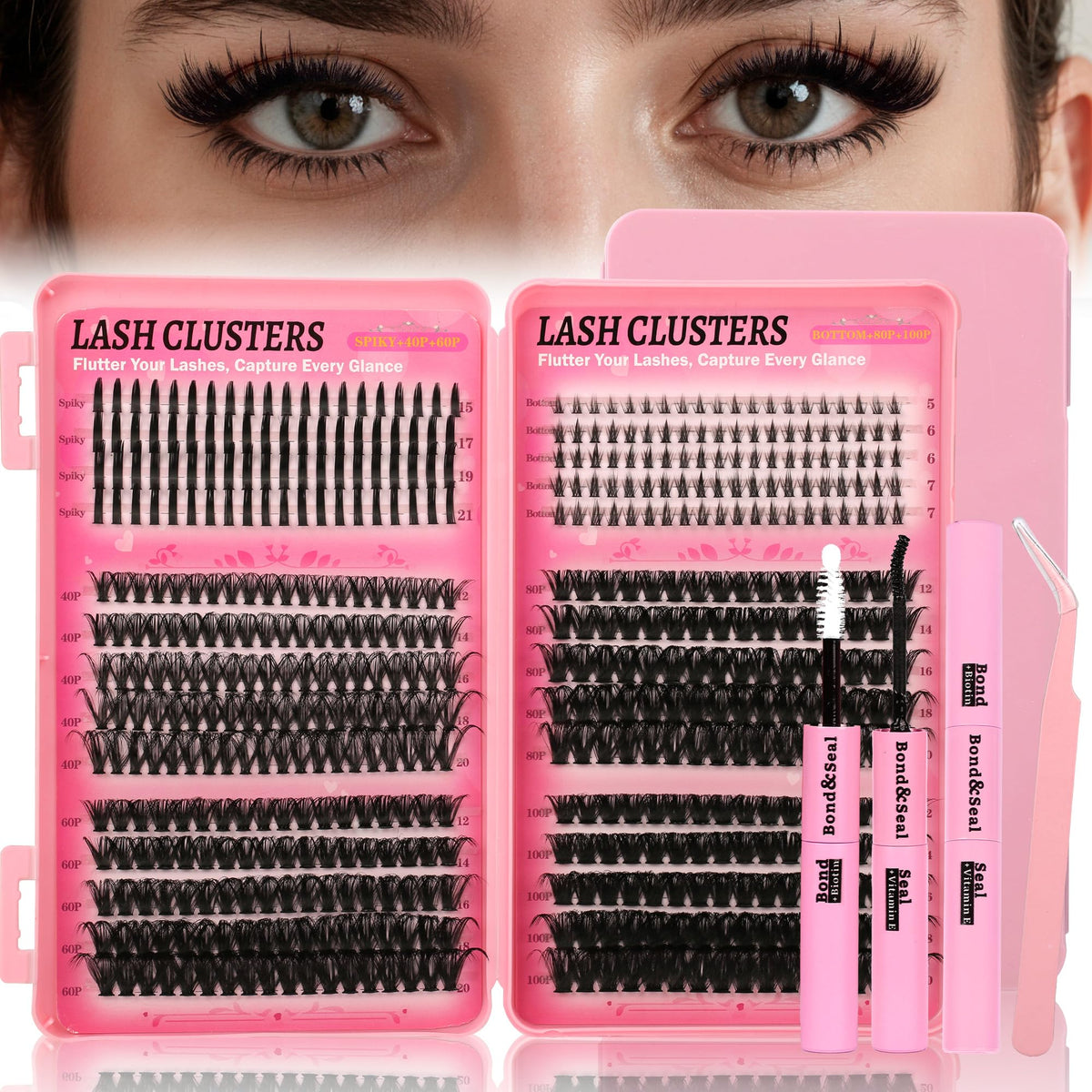 Gmagictobo Lash Clusters Kit front view with 530Pcs