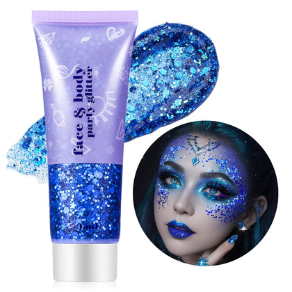Go Ho Blue Face Body Glitter front view in packaging