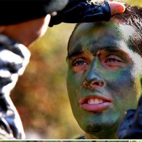 Go Ho Camo Face Paint Stick in a hunting setup