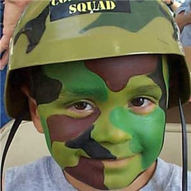 Go Ho Camo Face Paint Stick in use for Halloween makeup
