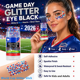 Go Ho Glitter Stick showing star and heart sequins