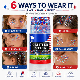 Go Ho Glitter Stick with patriotic theme