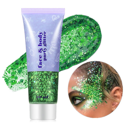 Go Ho Green Body Glitter front view with holographic effect