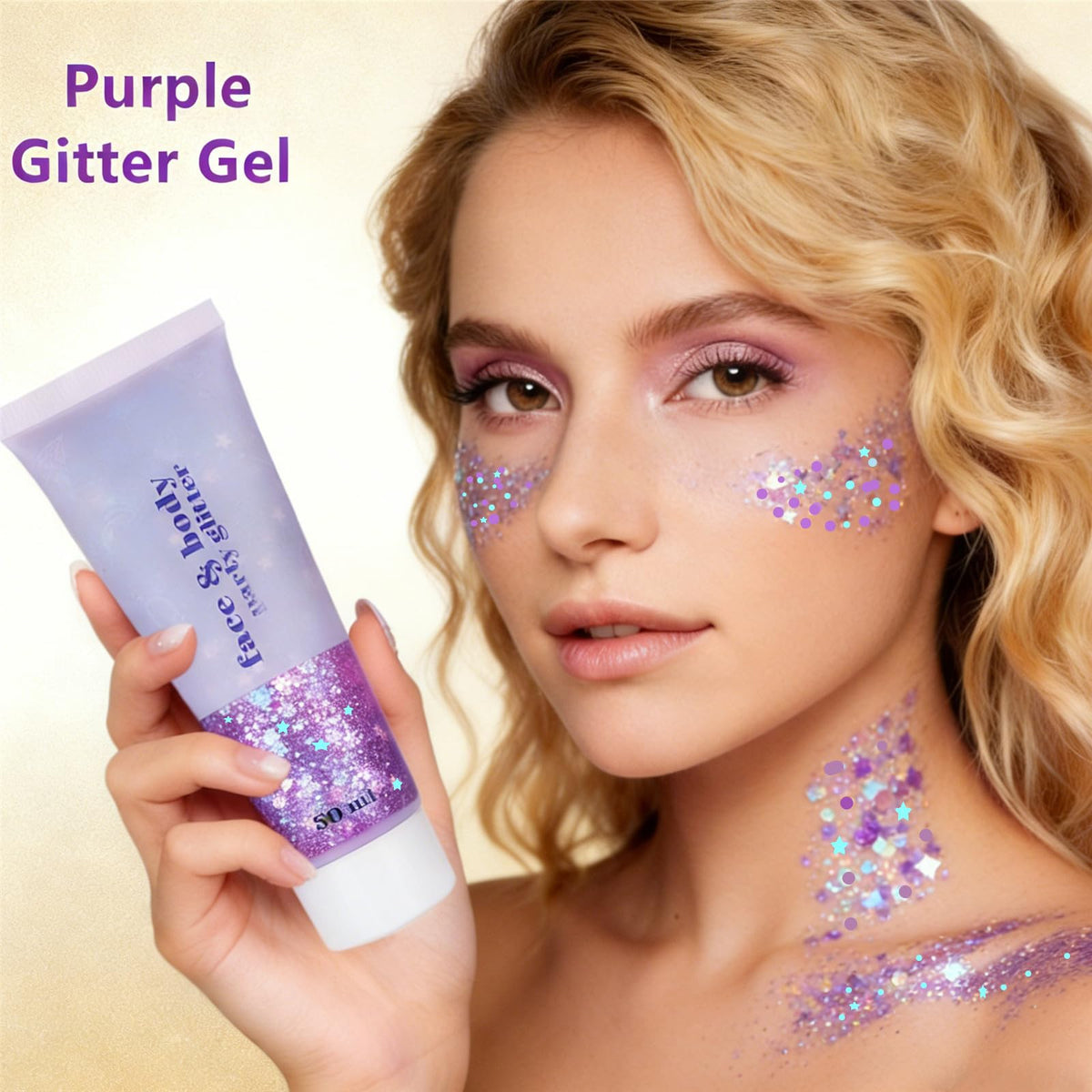 Go Ho Light Purple Body Glitter close-up of glitter texture