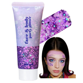 Go Ho Light Purple Body Glitter front view with holographic effect