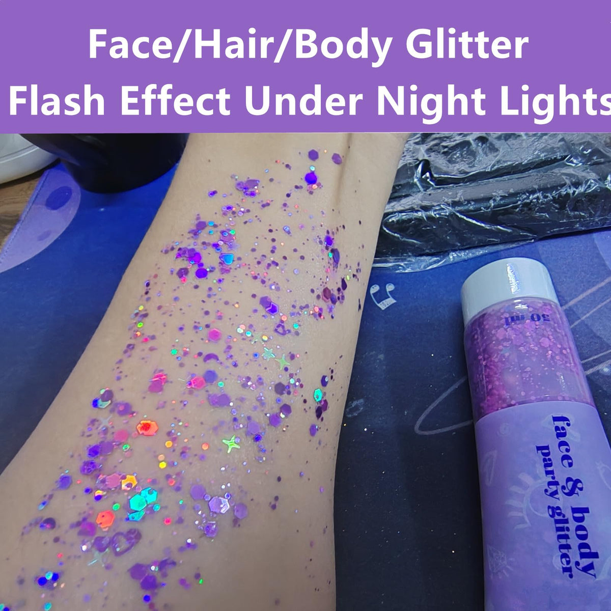 Go Ho Light Purple Body Glitter packaging side view