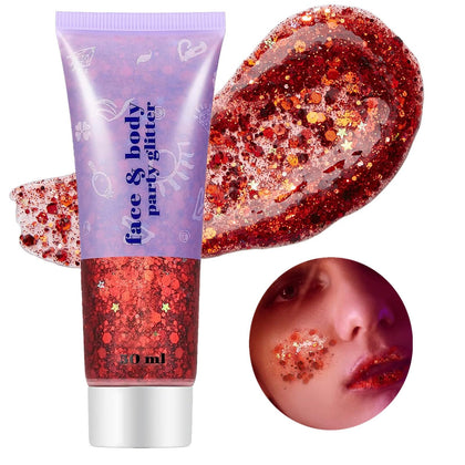Go Ho Red Face Body Glitter 52g front view