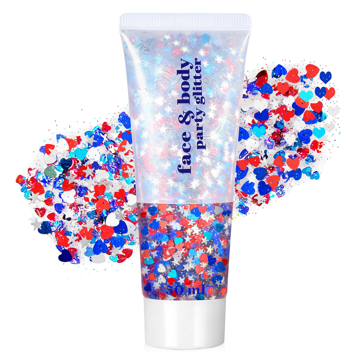 Go Ho Red White and Blue Body Glitter 50g front view