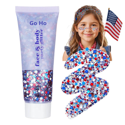 Go Ho Red White and Blue Body Glitter 59g front view