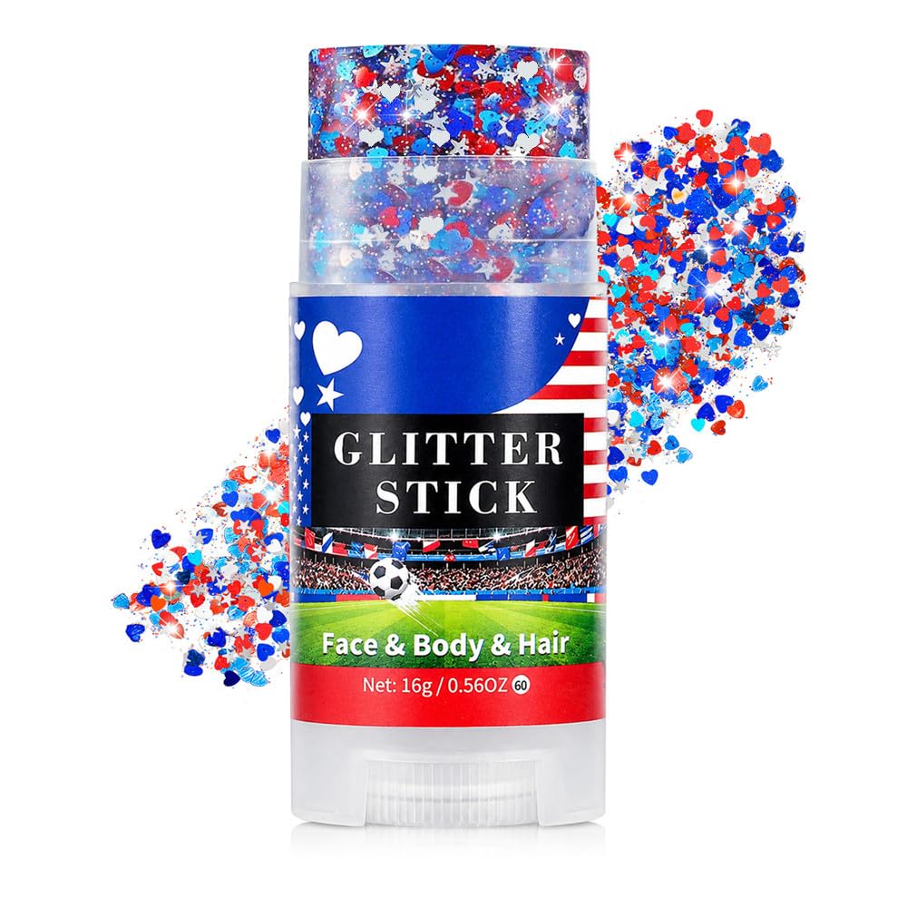 Go Ho Red White and Blue Glitter Stick front view