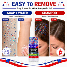 Go Ho Red White and Blue Star Glitter Stick on hair