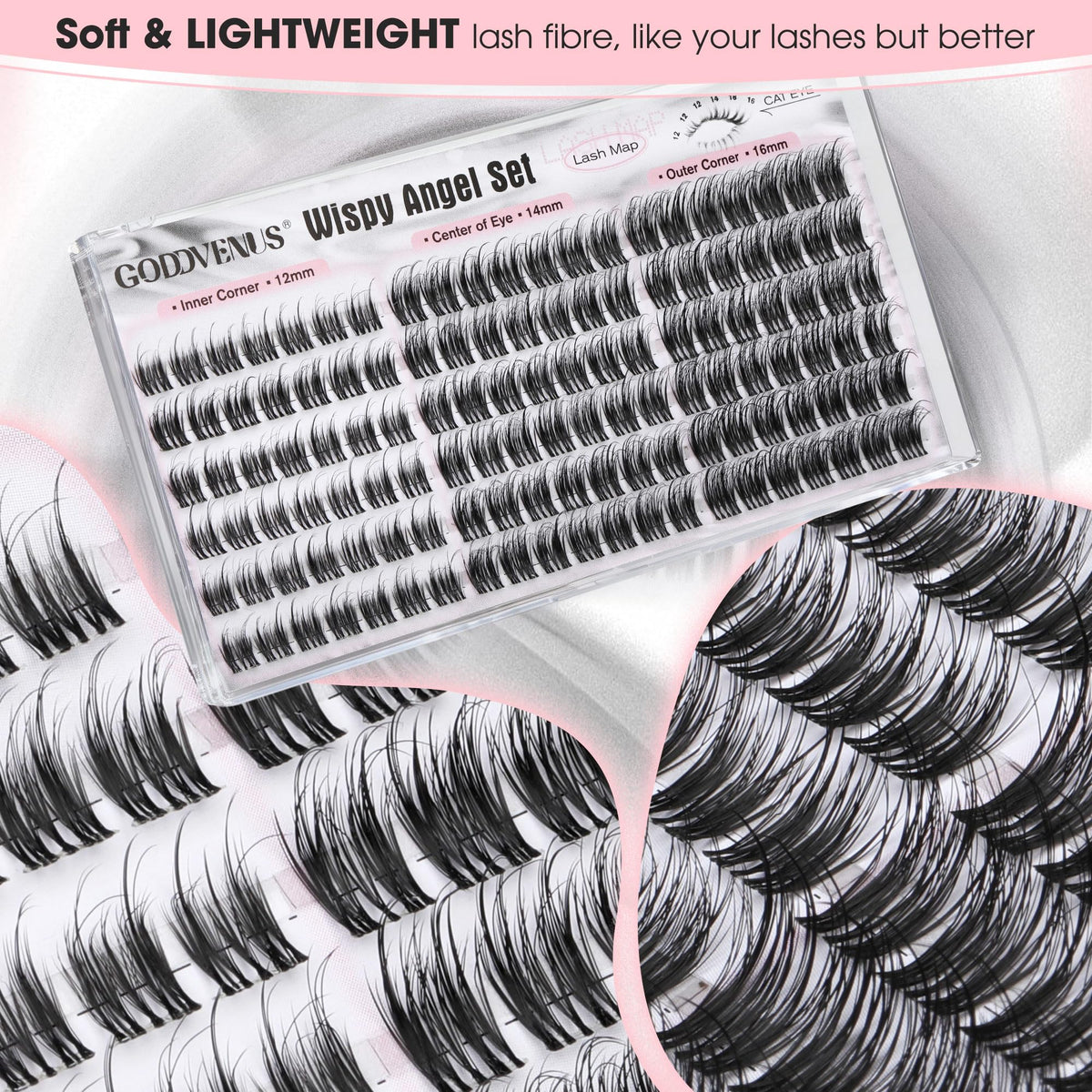 Goddvenus 16mm lash clusters in use