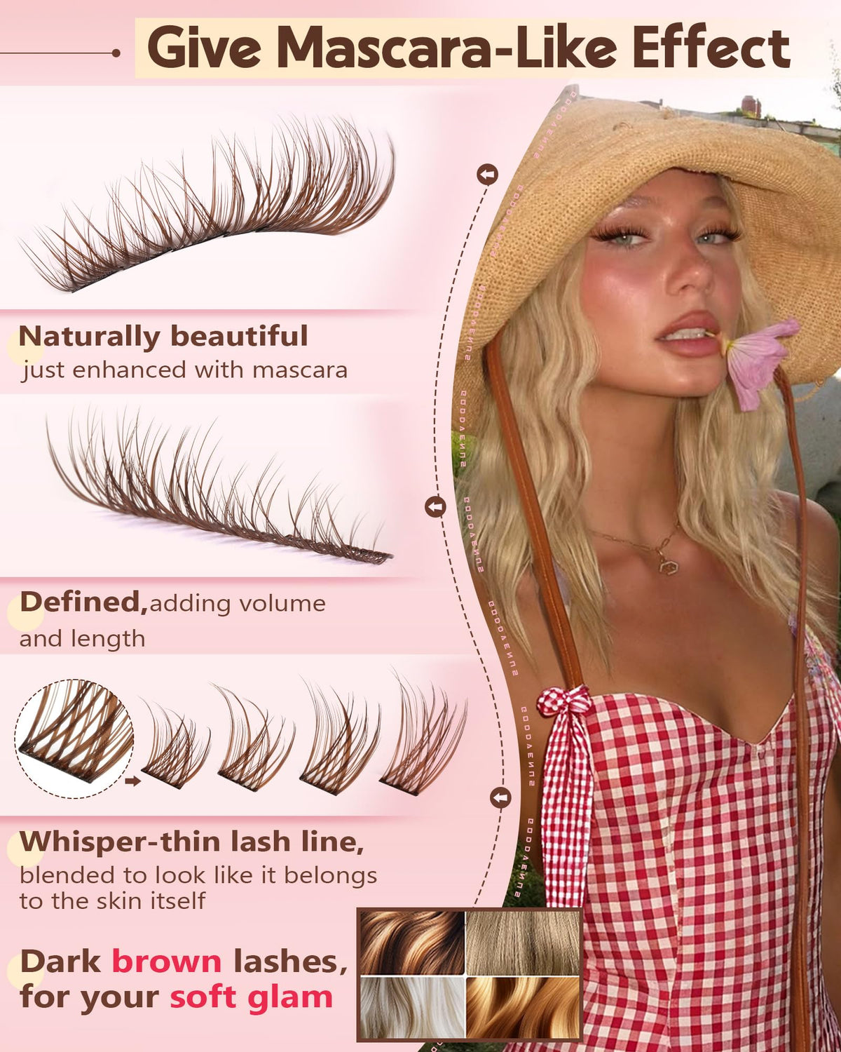 Goddvenus Brown Wispy Lash Clusters close-up of lash clusters