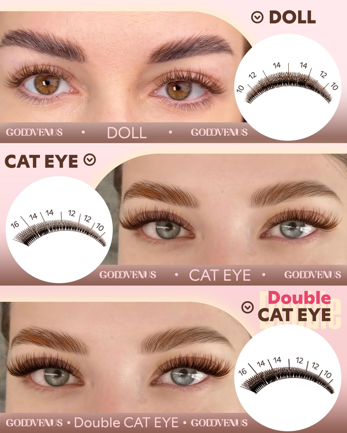 Goddvenus Brown Wispy Lash Clusters Kit components laid out