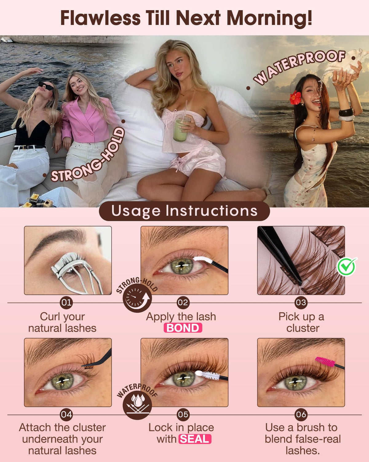 Goddvenus Brown Wispy Lash Clusters on model's eyes