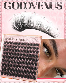 Goddvenus Fluffy Eye Lash Clusters displayed with individual lashes