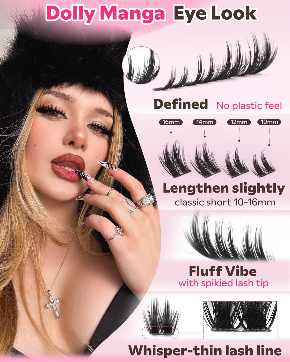 Goddvenus Fluffy Manga Lash Clusters Kit contents including tweezers and bond