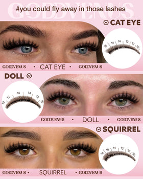 Goddvenus Fluffy Manga Lash Clusters Kit showing precision tweezers