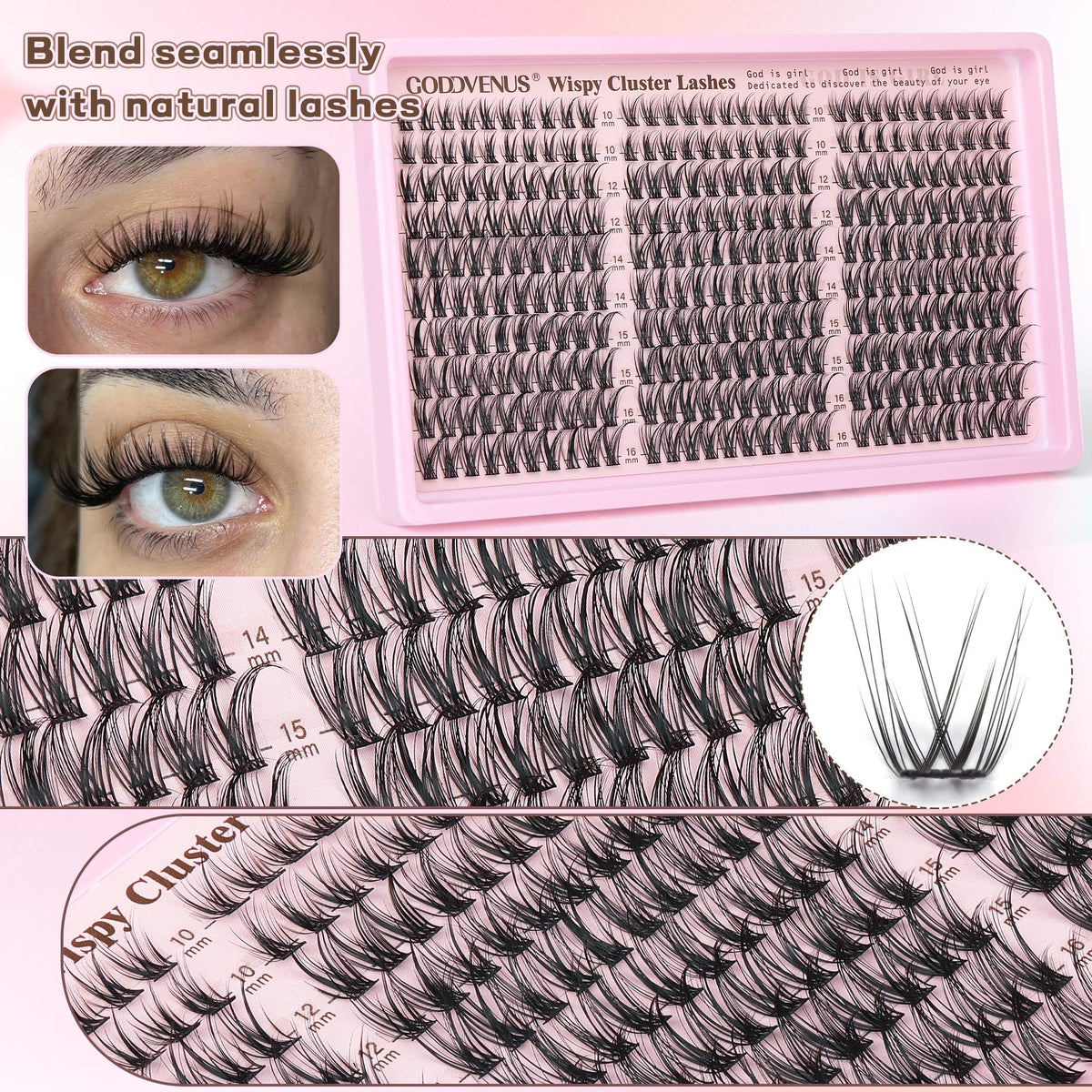 Goddvenus Lash Clusters applied on model