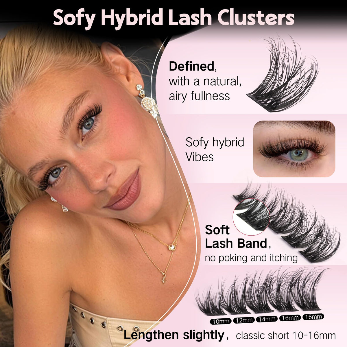 Goddvenus lash clusters applied to model's eyes