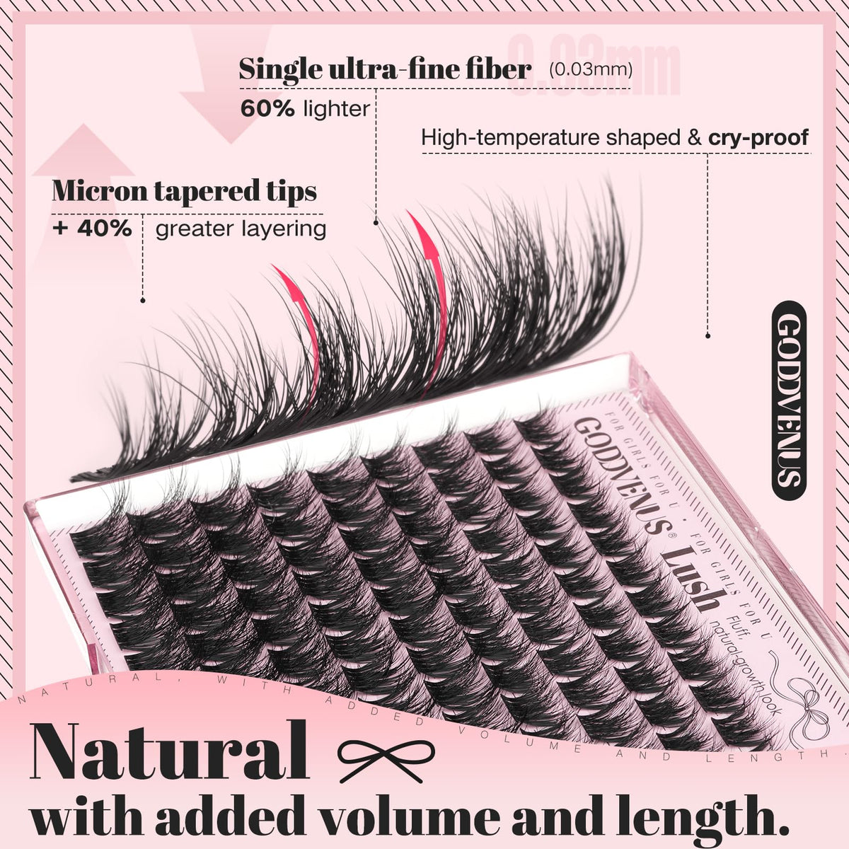 Goddvenus Lash Clusters in use on a model's eyes
