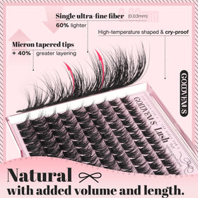 Goddvenus Lash Clusters in use on a model's eyes