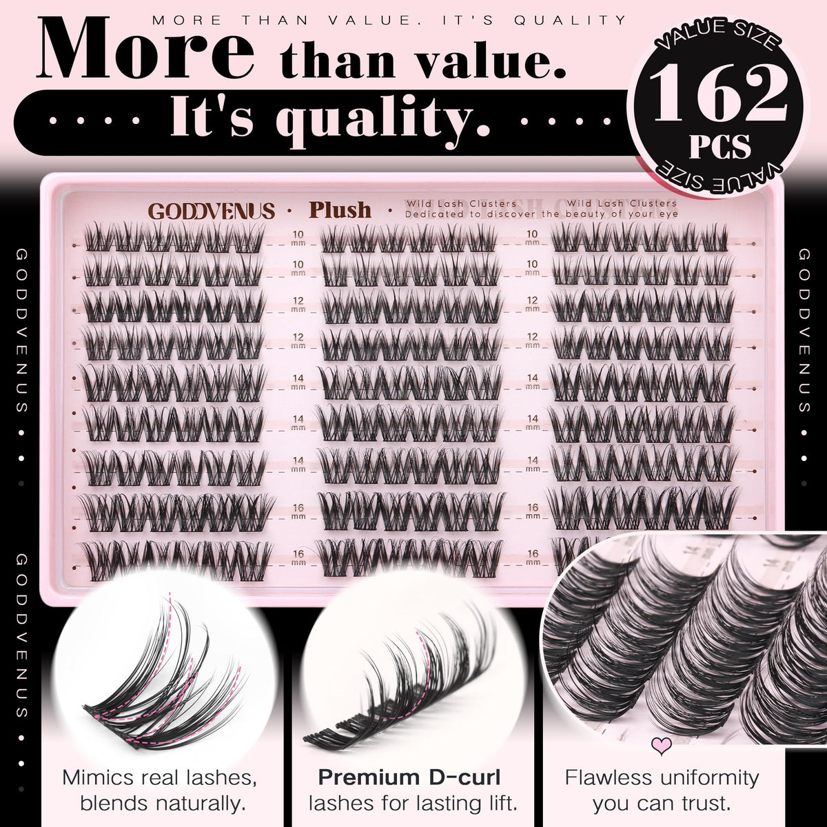 Goddvenus lash clusters kit contents laid out