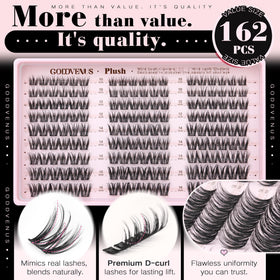 Goddvenus lash clusters kit contents laid out