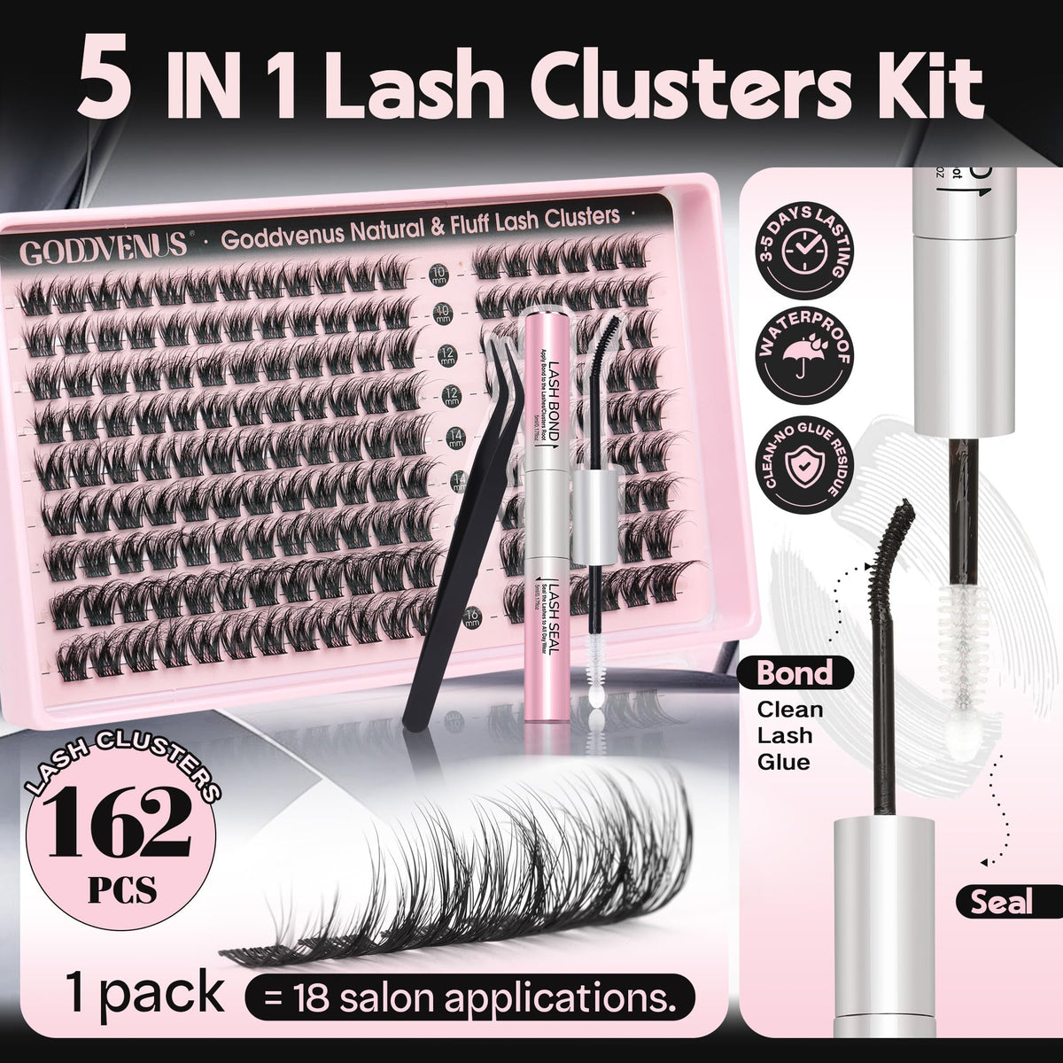 Goddvenus lash clusters kit packaging