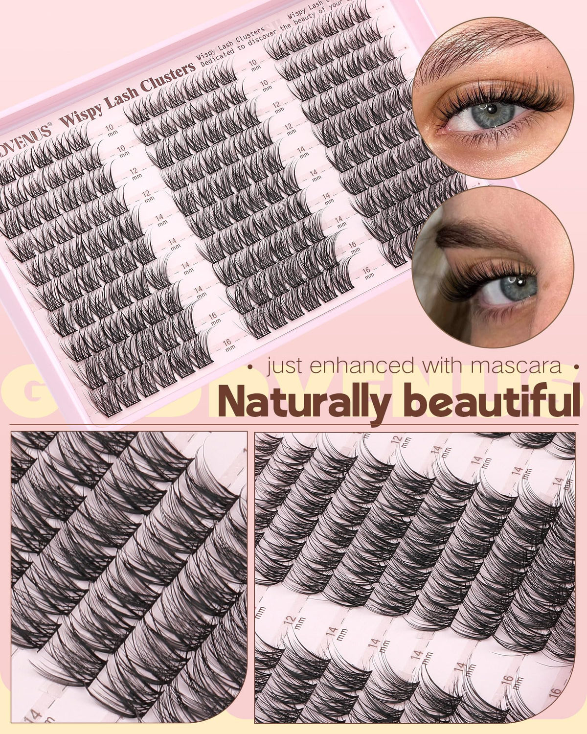 Goddvenus lash clusters kit with tweezers and bond