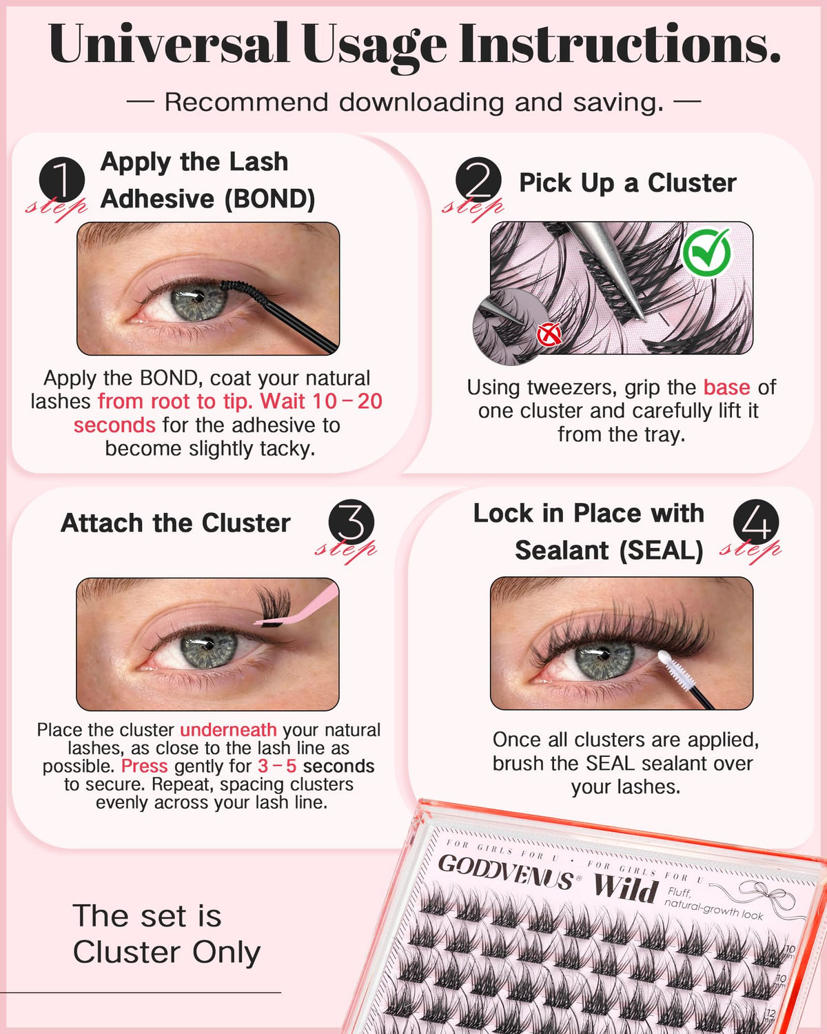 Goddvenus lash clusters showing fluffy texture