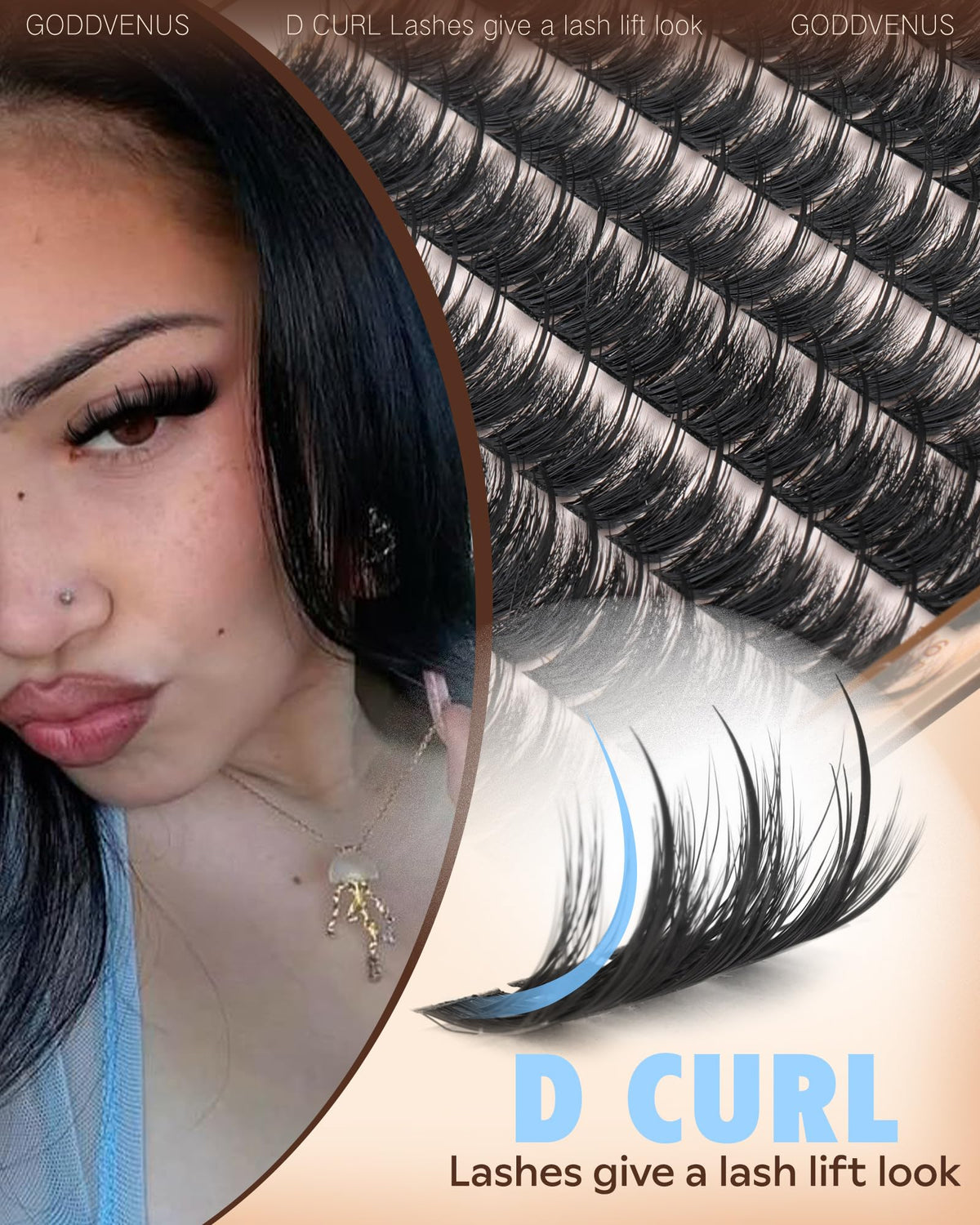 Goddvenus lash clusters showing variety of lengths