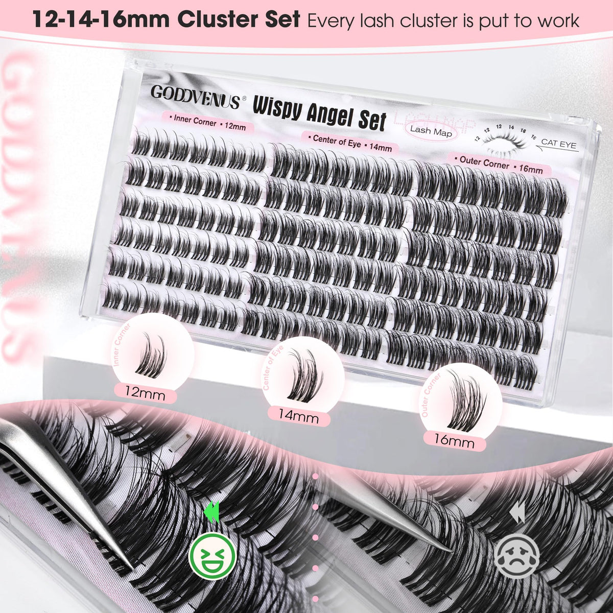 Goddvenus lash clusters with adhesive