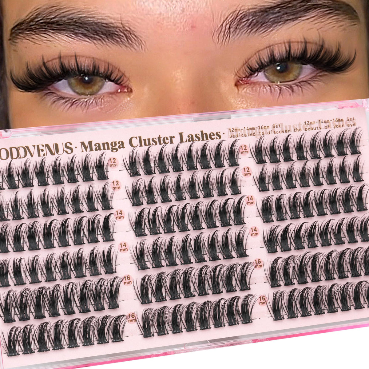 Goddvenus Manga Lash Clusters 12-14-16mm front view