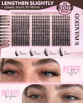 Goddvenus Manga Lash Clusters Kit application example on model