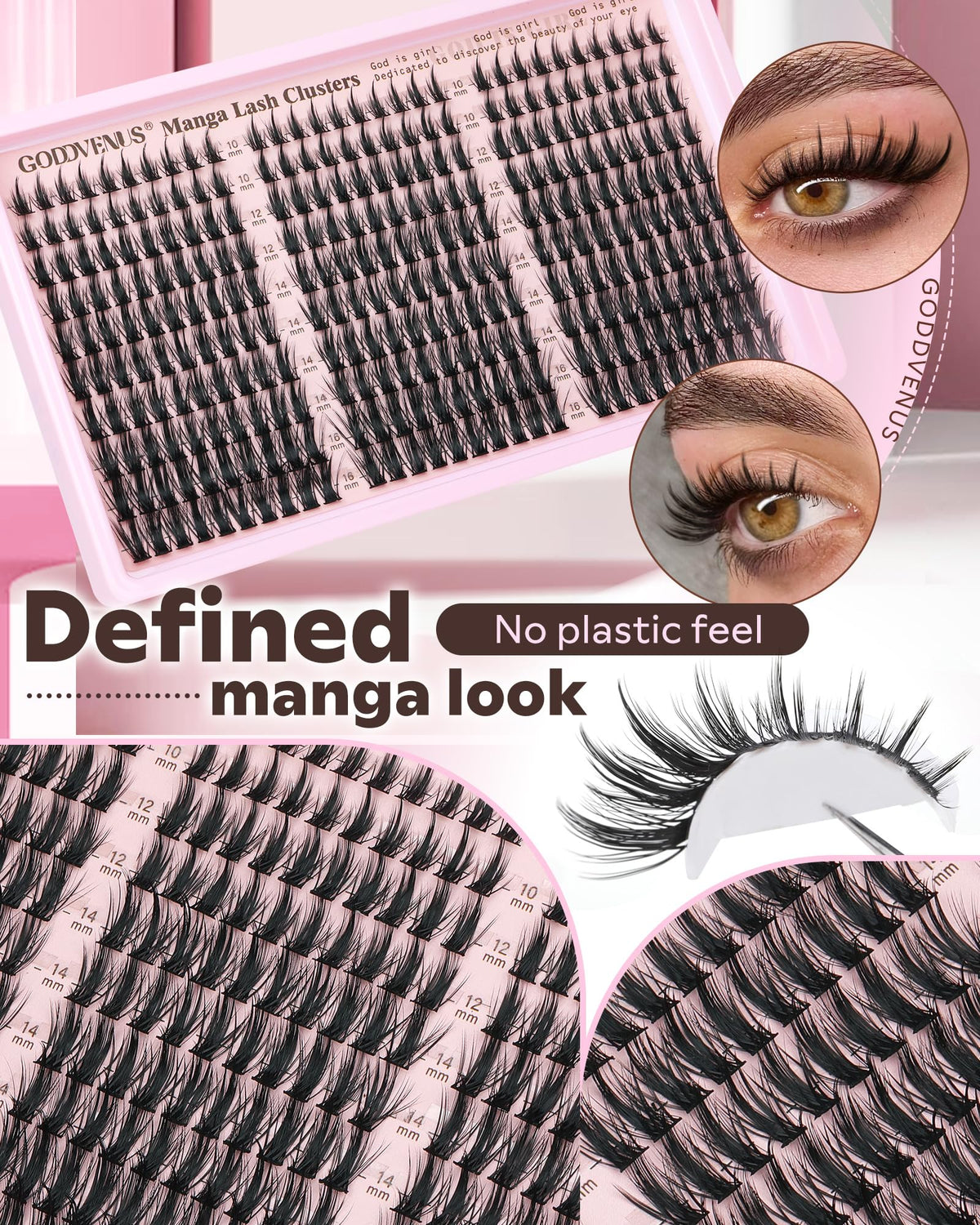 Goddvenus Manga Lash Clusters Kit different lash lengths displayed