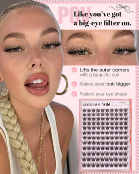 Goddvenus Natural Lash Clusters in use on model