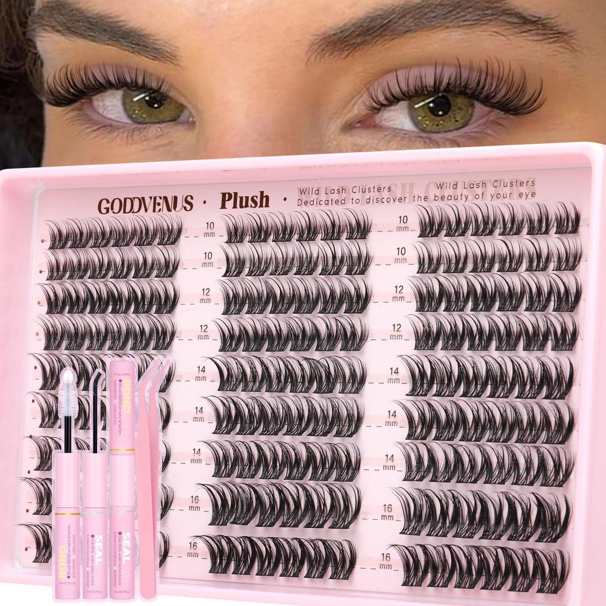 Goddvenus Plush Lash Clusters Kit packaging front view