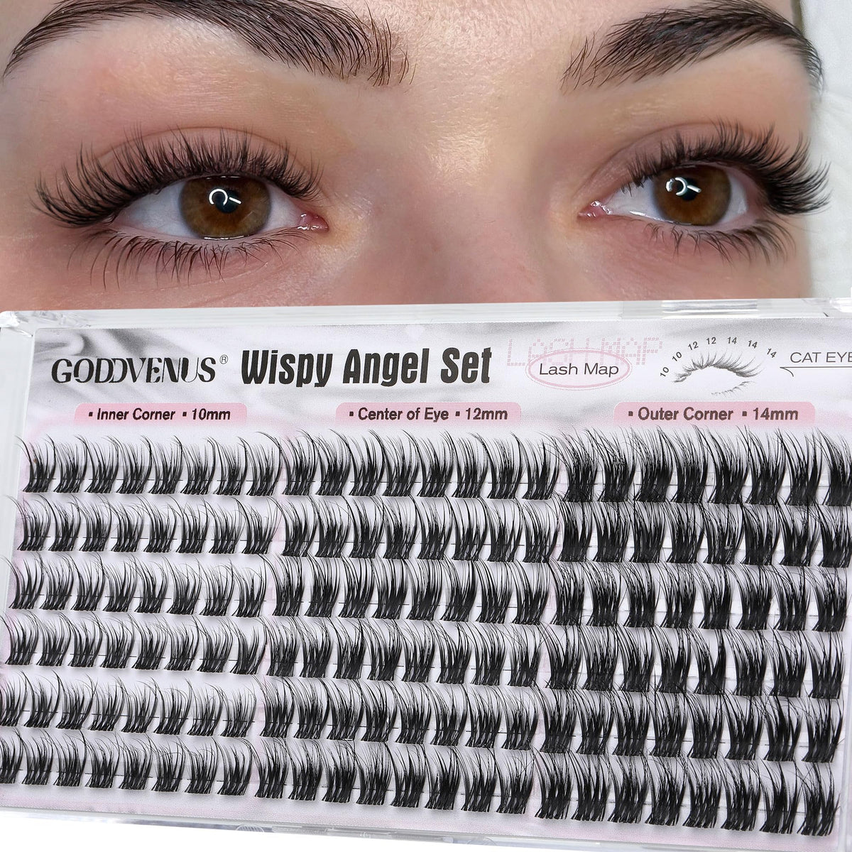 Goddvenus Short Wispy Lash Clusters Set packaging front view