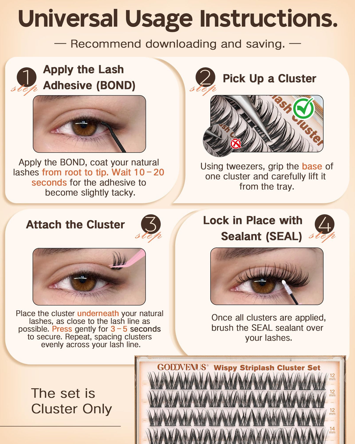 Goddvenus Spider Eye Lash Clusters side view highlighting soft band