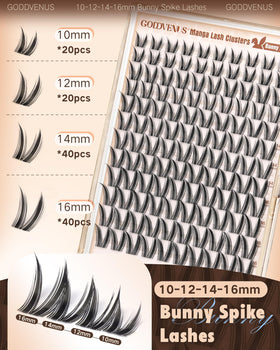 Goddvenus Wispy Bunny Manga Lash Clusters displayed with makeup tools