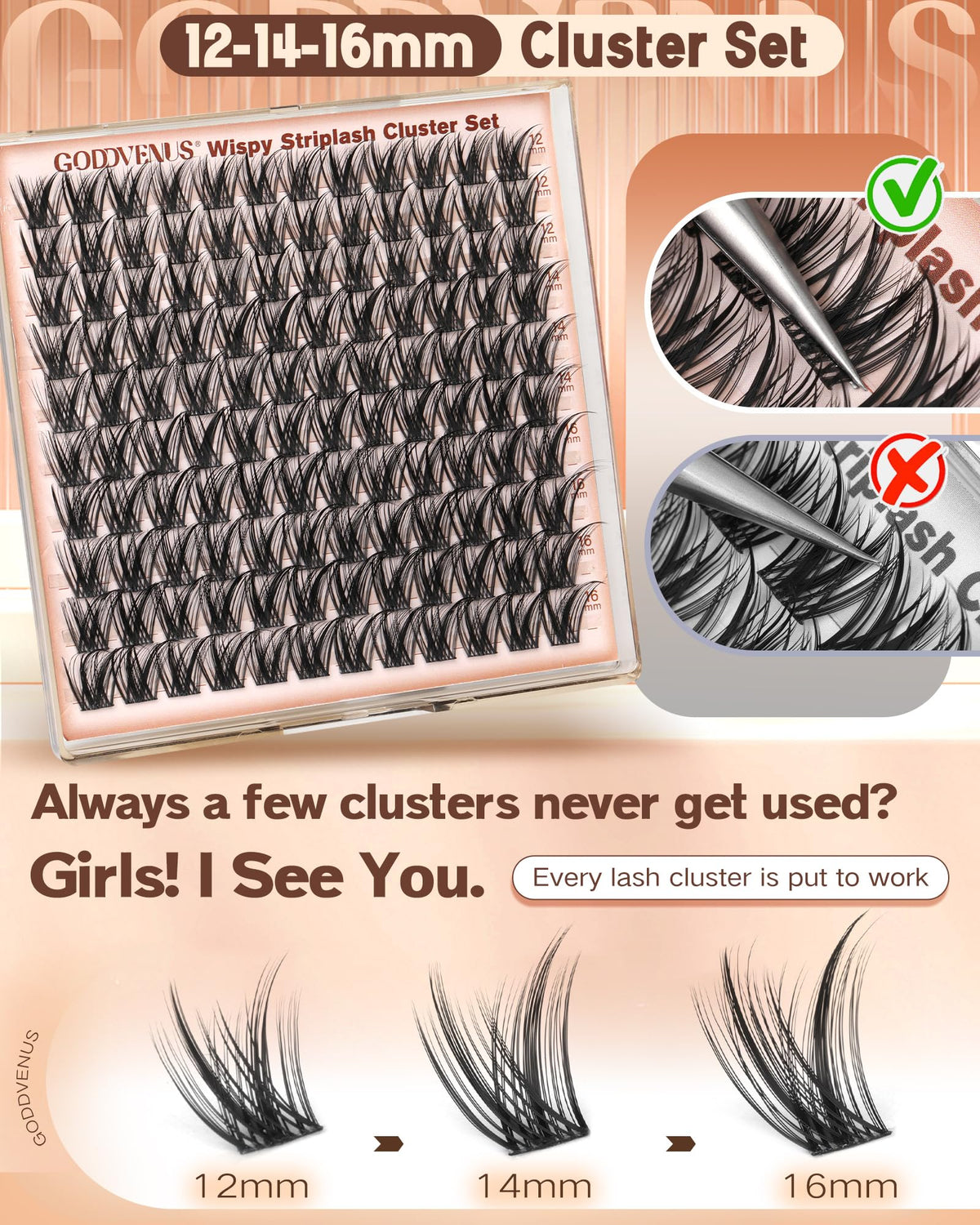 Goddvenus Wispy Lash Clusters in makeup setup