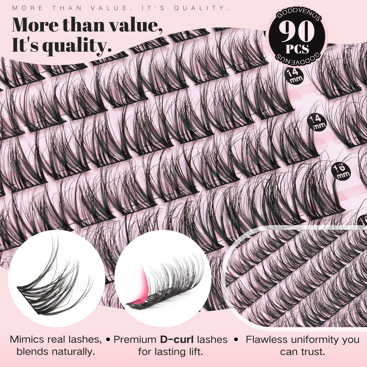 Goddvenus Wispy Lash Clusters in use on model's eyes