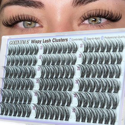 Goddvenus Wispy Natural Lash Clusters 12mm front view