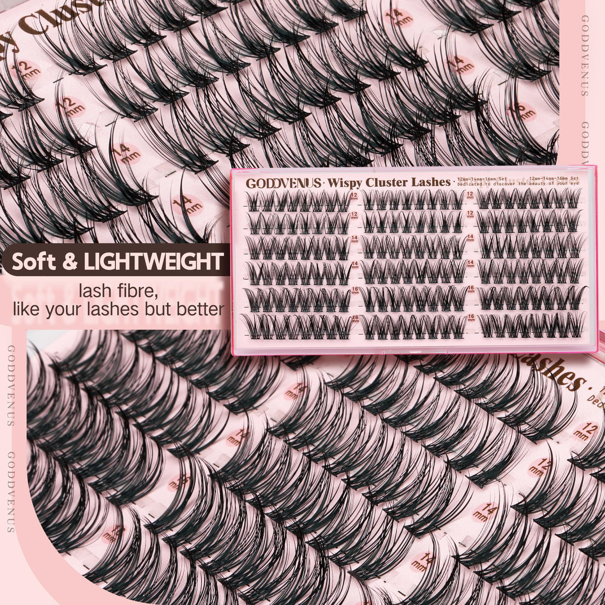 Goddvenus Wispy Natural Lash Clusters 14mm close-up