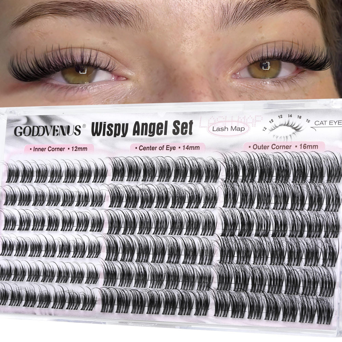 Goddvenus Wispy Natural Lash Clusters front view