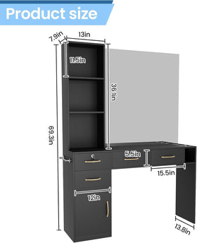 GOFEI Barber Station with blow dryer rack and alloy sleeves